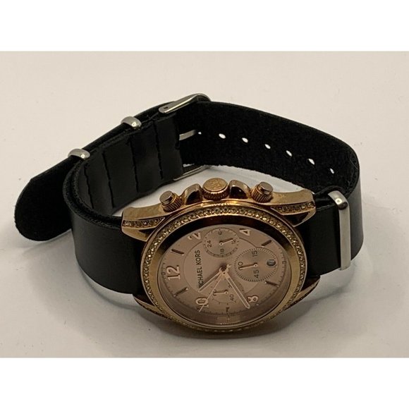 Michael Kors MK5859 Women Black Leather Analog Ros main image 7